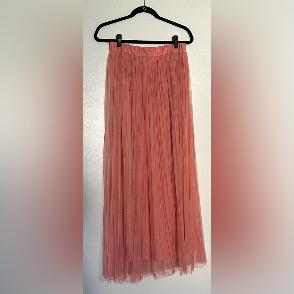 Boohoo Peachy Pink Tulle Maxi Skirt EUC Size US 10 / UK14